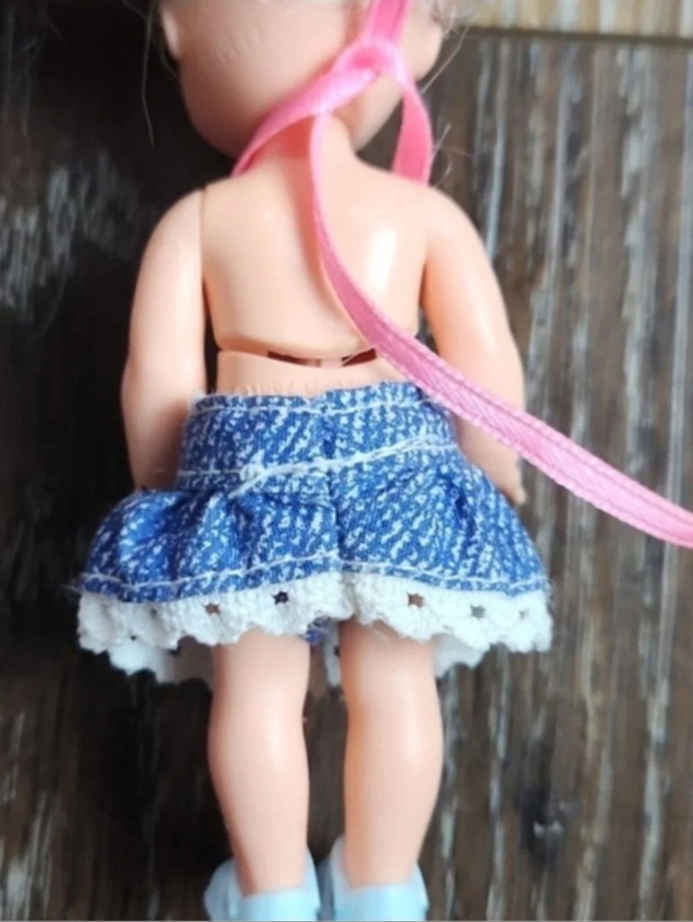 Vintage Kelly Barbie Doll Jean Dress Blue Shoes